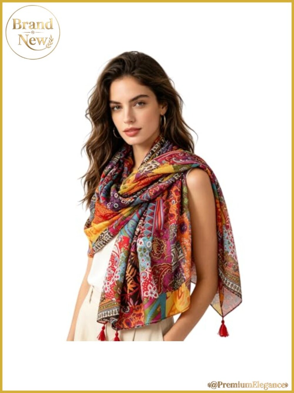 Soft Lightweight Boho Polyester Scarf Shawl Wrap 70 x 35 Inches